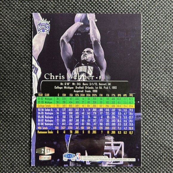 1998-99 Flair Showcase #67 Chris Webber Flair Showcase Row 2 - Picture 2 of 2